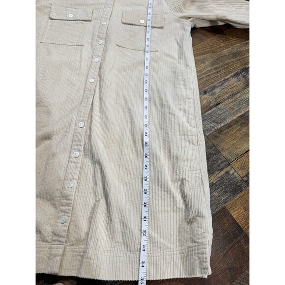 Madewell Women Medium Corduroy Long Sleeve Mini Shirt Dress Beige Preppy - Picture 7 of 9